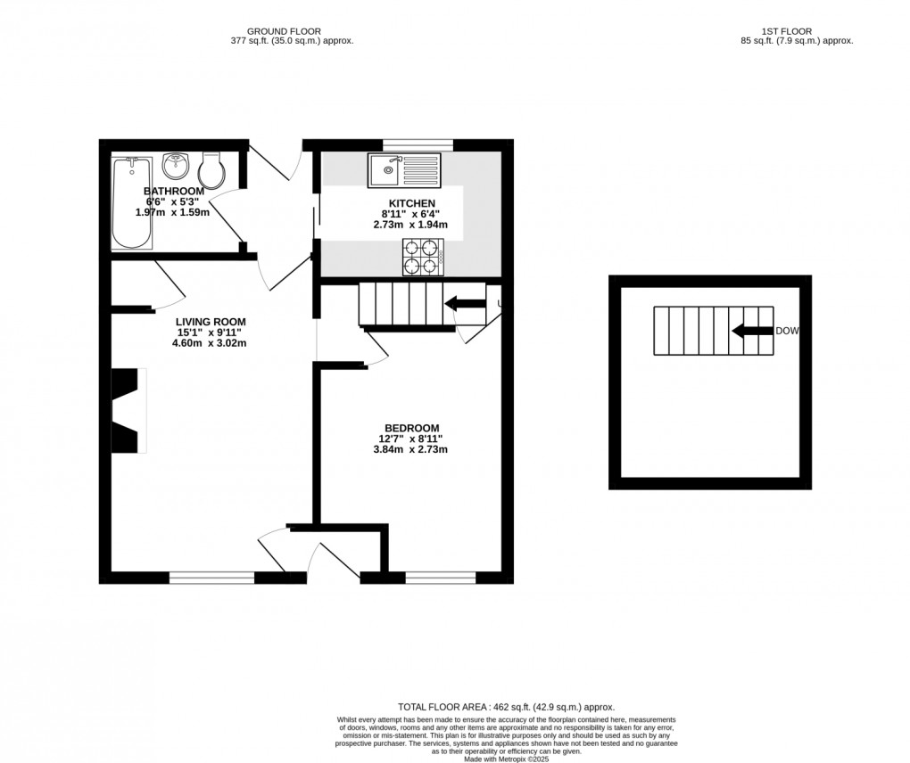 Floorplan for Gowmans Terrace, North Tawton, Devon, EX20