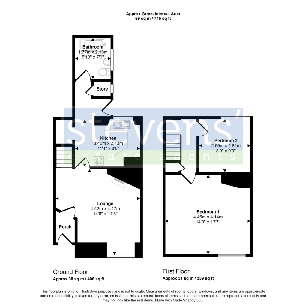 Floorplan for Fore Street, North Tawton, Devon, EX20